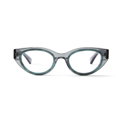 Photo of a pair of Camille Clear Grey & Teal Marble Reading Glasses by FrenchKiwis
