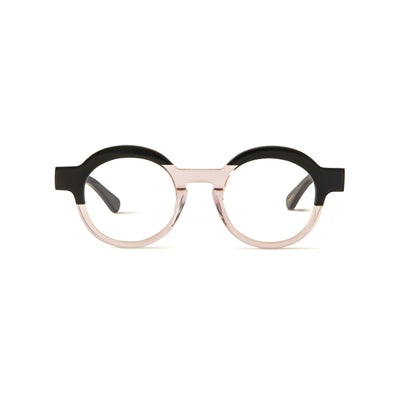 Photo of a pair of Charlotte Black & Clear pink Reading Glasses by FrenchKiwis
