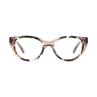 Photo of a pair of Colette Clear Taupe & Grey Marble Reading Glasses by FrenchKiwis