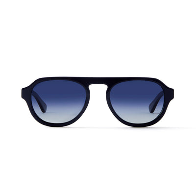 Photo of a pair of Romain Sun Dark Blue Cobalt Sun Glasses by FrenchKiwis