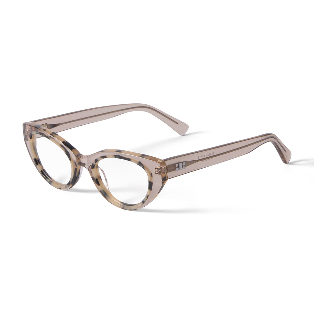 French Kiwis Camille Clear Tan Grey Marble Best Fashion Reader Eyeglasses Side