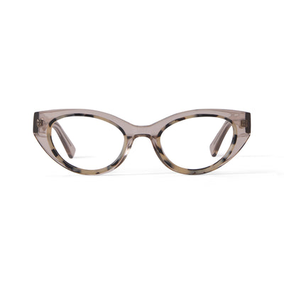 Photo of a pair of Camille Clear Tan & Grey Tortoise Reading Glasses by FrenchKiwis