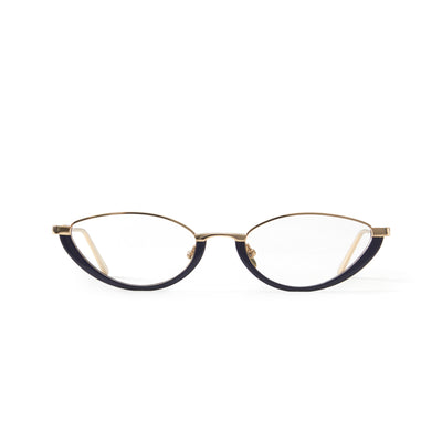 Photo of a pair of Jeanne Dark Blue Cobalt & Gold Reading Glasses by FrenchKiwis